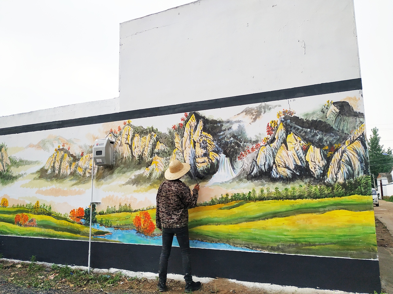 国画山水墙绘|纯艺术|绘画|长白先生的世界_临摹作品-站酷(ZCOOL)