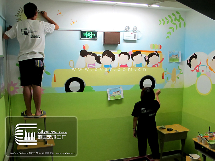 淄博城世艺术工厂墙绘作品--济南郑老师教育培训学校